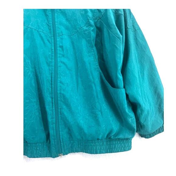 Vintage Lavon Silky Windbreaker Bomber Jacket Teal Quilted Size Medium - Picture 2 of 6